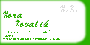 nora kovalik business card